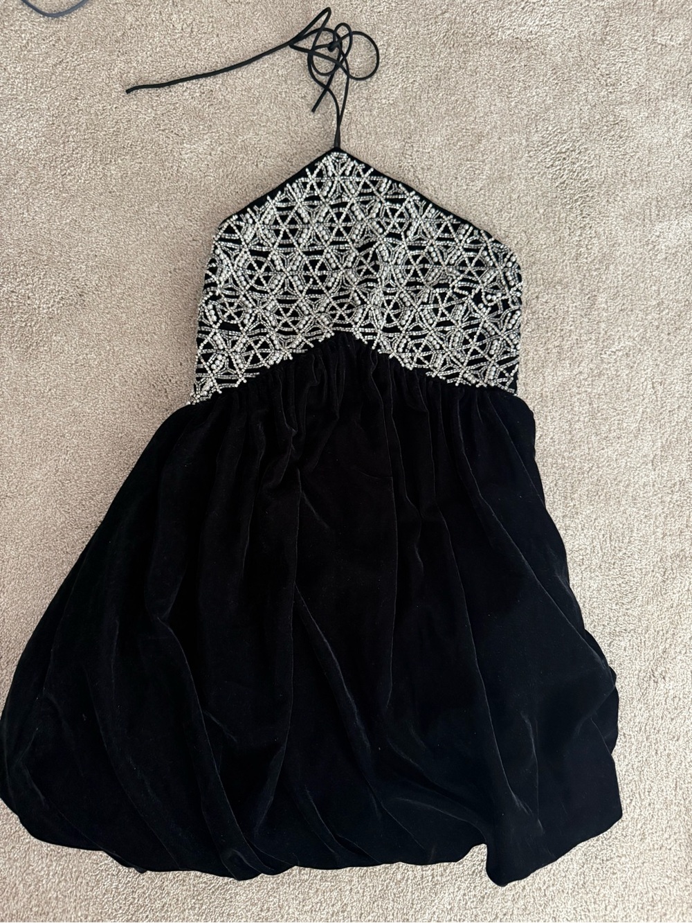 Asos NWT black velvety sequin dress